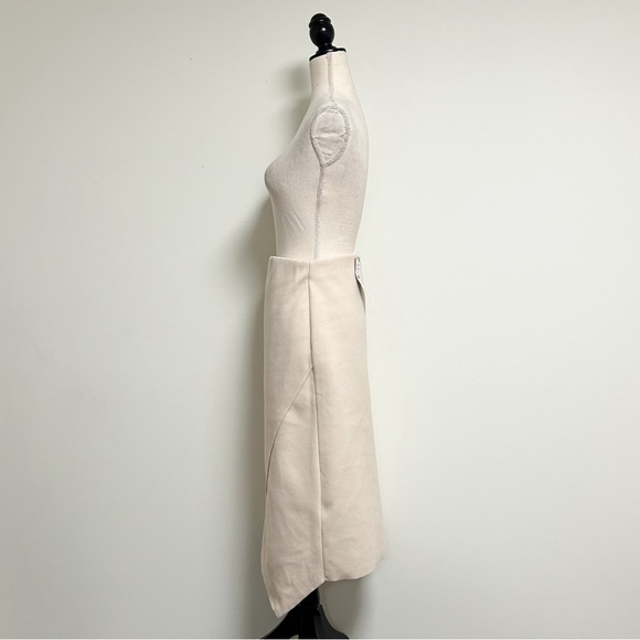 Zara Ivory Felted Pull On Elastic Waistband Asymmetrical Midi Skirt Small NWT - Picture 5 of 14
